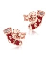Christmas Sock Red Enamel With CZ Silver Stud Earrings STS-5522